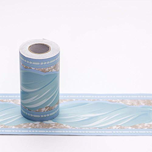 Dostear Bordi Greche Pannelli Adesivi Bordo Adesivo per Pareti Striscia Adesiva Muro Decorativa Greca Adesiva per Parete motivo blu 10 X 1000CM
