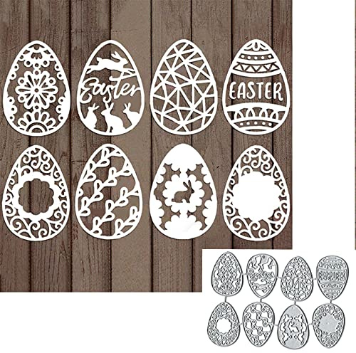 6 st vackra äggmetallstansar, påskhare, ägg, kanin, blomma, spetsskärning, schabloner för gör-det-själv-scrapbooking-album, dekorativa präglingspapper, formar för korttillverkning
