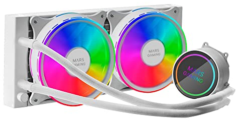Mars Gaming ML-ONE240 Weiß, CPU Wasserkühlung, TDP 400W, Infinity Mirror, 2 Silent FRGB Lüfter, Universal Multisocket