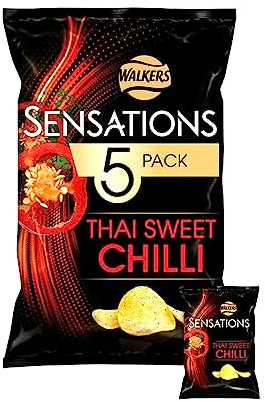 VSTAR Chips Crisps Bags Collections - Deliciously light & Crispy Chips Bags (Thai Sweet Chilli Potato Crisp(5 x 25g), 4 Packs), Pack of 1