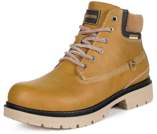 Stivali da Uomo Donna Inverno Autunno Scarpe Trekking Boots Impermeabili Fodera in Rete Stivaletti Stringate, Marrone Senza Pelliccia, 40 EU