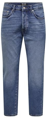 ONLY & SONS Herren Onsyoke Tapered Box Tai DNM Cbo Noos Jeans, Medium Blue Denim, 34W / 32L EU