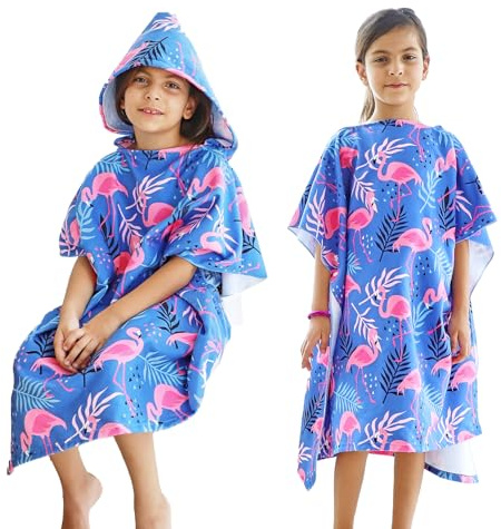 KAKU NANU Hooded Towels for Kids Poncho Girls Dressing Gown Changing Robe Boys and Girls Beach Towel Children Swimming Pool Bathrobe Large