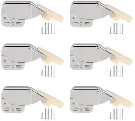 6 Stück Mini Federschnäpper Druckverschluss Tür Schnappverschluss Mini Latch Türschloss Möbelschnäpper mit Schrauben Druckschnapper für Küchenschrank, Kleiderschrank, Fenstern