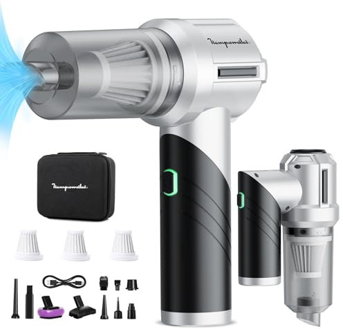 Aspiradora Mano Coche Aspirador Potente: 15000PA Plegable 90° Aspirador Sin Cable - 6000mAh Mini Aspiradoras Mano con 3 HEPA Filtros - Portátil Aspiradores Recargable Tipo-C para Coche Oficina y Casa