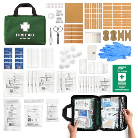180 Piece Premium First Aid Kit Bag - Includes Eyewash, 2 x Cold (Ice) Packs and Emergency Car Blanket for Home, Office, Caravan, Workplace, Travel