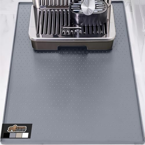 GORILLA GRIP Silicone Coffee Mat, 15x23, Espresso Machine Bar Accessories, Keep Kitchen Counters Clean, Stays in Place, Waterproof and Heat Resistant Dish Drying Mats, Home Decor Essentials, Gray