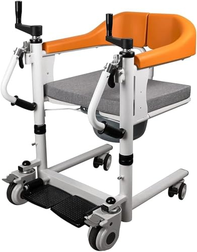 Silla de ruedas 4 en 1 con manivela de mano para personas mayores, uso doméstico, asiento dividido, asiento dividido y elevador de silla de ruedas con inodoro