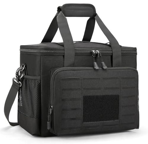 Taktische Kühltasche klein 20L, Kühlbox faltbar Lunchtasche Herren - wasserdichte und auslaufsichere strapazierfähige Picknicktasche für Supermarkt Einkaufen Park Picknick Strand Urlaub Schwarz
