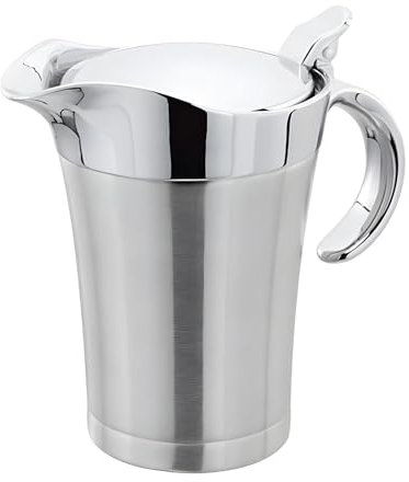 Saucière en acier inoxydable - Garde les aliments chauds ou froids - 750 ml - Avec couvercle à charnière et poignée - Double paroi isotherme - Idéale pour la sauce à la crème - Argenté