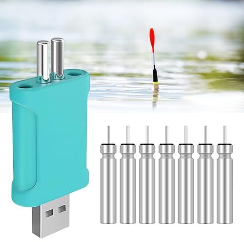 Afenau 7 Pièces CR425 LED Batterie de Pêche au Lancer, 3.7 V Rechargeable avec Chargeur USB, Accessoires de Pêche