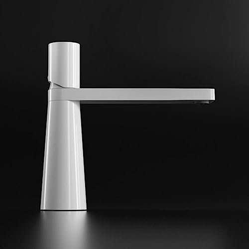 OWOHYG Robinets de lavabo à Trou Unique, robinets de lavabo de Salle de Bain Chauds et froids G1/2 adaptés au lavabo sous Plan, Noir (Blanc)