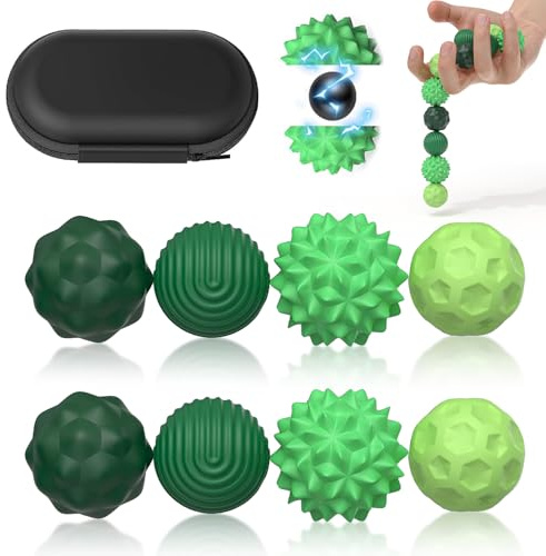 8PCS Magnetic Fidget Balls (8 Stück), Magnetkugeln Stressball Silikon Magnetische Sensorik Bälle Spielzeug, Sensorisches Spielzeug Anti Stress Stimming Sensory Fidget Toys für Erwachsene ADHS (Green)