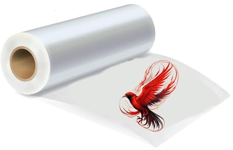 TriUnytion Pellicola di Trasferimento DTF, 33 cm x 100 m Carta Transfer DTF Trasparente Monofacciale Opaca Impermeabile Pellicola Termotrasferibile Pet per T-Shirt, Vestiti, Tessile