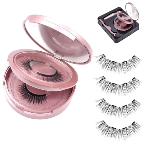 XoeLLe 2 Pares Pestañas Postizas Magneticas, con Delineador de Ojos y Pinzas, Pestañas Magnéticas, Postizas Naturales No Requiere Pegamento Reutilizable Fáciles de Poner