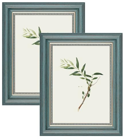 YoHyien Juego de 2 Marcos de Fotos Vintage 15x20 cm, Marcos para Cuadros Retro de Pared y Mesa, Portaretratos para Fotos Shabby Chic Horizontal y Vertical, Picture Photo Frames (Verde, 15 x 20 cm)