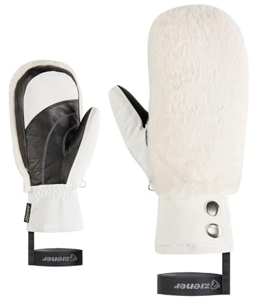 Ziener Damen Katniss-Z Ski-Fäustling/Wintersport | Thermoshield, Lederinnenhand, Kunstfell, White, L