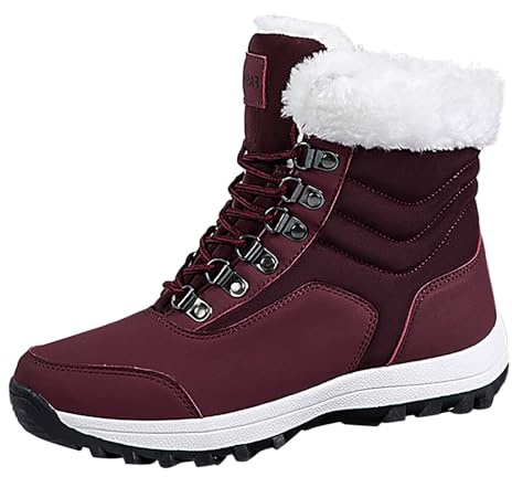 Generico Stivali da Neve Lunghi Donna Cotone Isolante Termico Impermeabili Invernali Calde (Red, 42)