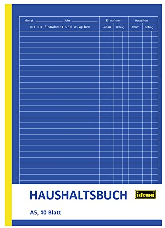 Idena 314252 - Haushaltsbuch, DIN A5, doppelseitig bedruckt, holzfreies Papier, 40 Blatt, 1 Stück