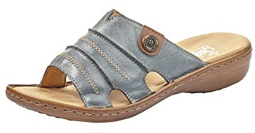 Rieker Damen 60876 Pantoletten, Blau (whitedenim/nuss/12), 42 EU