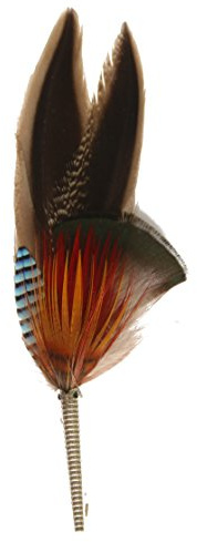 Breiter Broche de chapeau en forme de plume de canard faisan fait à la main Accessoire pour chapeau traditionnel avec manchon 11 x 3 cm, coloré, 11cm