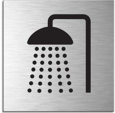Plaque de Porte en Aluminium brossé - Douche | 120x120mm | No.17160-S
