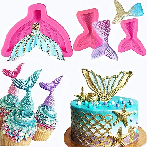 JeVenis 3D Big Mermaid Tail Mold Mermaid Silicone Fondant Mold for Cake Decoration Chocolate Candy Mold Soap Mold