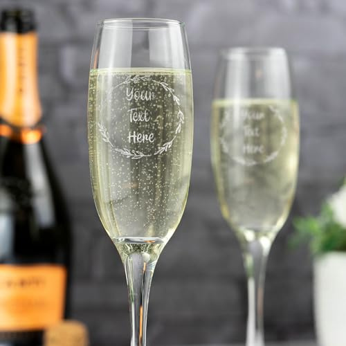 So Bespoke Personalised Engraved Glass Champagne Flute - Birthday Gift - for Her - Hen Party - Wedding Gift (Style 4)