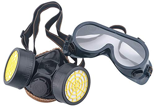 Ewolee Masque Respiratoire Filtrant Anti-Chimique Masque à Gaz Anti-Pollution Nocives Vapeur, Masque Cartouche Protection Soupape de Facile à Respirer, Lunettes