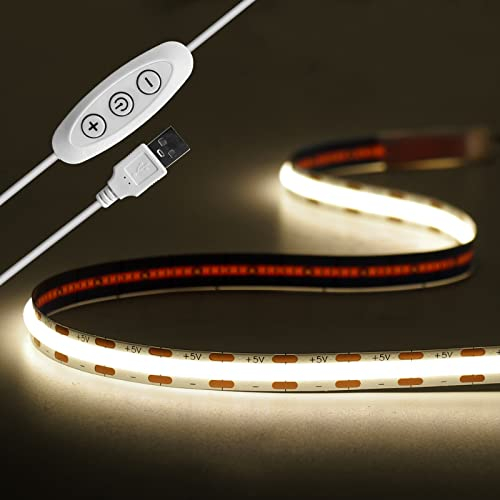 Tayire USB 5V COB striscia LED retroilluminazione TV, 2m 960LEDs Dimmerabile catena luminosa a striscia LED CRI90+ 4000K luce nastro LED per TV Retroilluminazione PC Camera da letto Cucina Casa