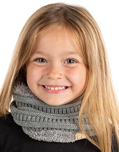 Funky Junque Kids Fleece Neck Warmer Tube Scarf, Winter Gaiter Face Cover for Toddlers, Boys and Girls, Ages 1-9, Heather Grey