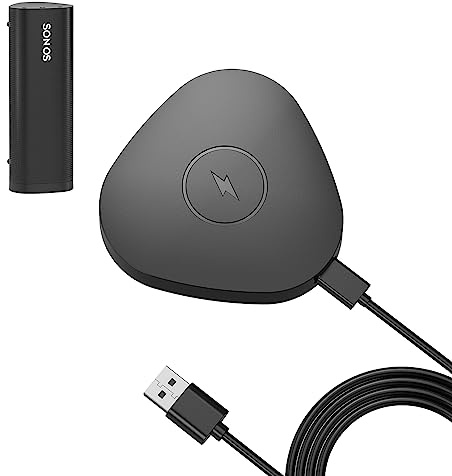 Rounkin Base de Carga inalámbrica magnética para Sonos Roam con Cable de 5 pies (Negro)