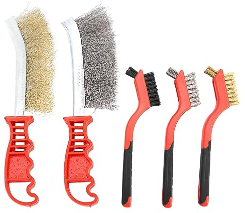 Juego de 5 cepillos de alambre multifuncionales, cepillo de alambre de latón, cepillo de limpieza, eliminación de óxido, eliminación de pintura, taladro.