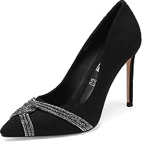 QUEEN HELENA Scarpe Eleganti con Tacco a Spillo Décolleté Punta Chiusa Donna K3142 Nero 36