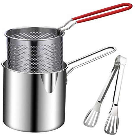 Xistuoz Friteuse en Acier Inoxydable 304 avec Panier Friteuse pour des Frites Maison Délicieuses- 13cm