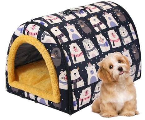 Lit d'intérieur pour chien, maison pour animal de compagnie avec tapis moelleux, housse amovible et lavable, maison anti-éclaboussures et fond antidérapant, pour chiens, chats de petite, moyenne et