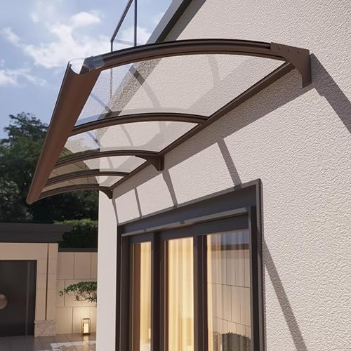 Vordach für Haustür,Pultvordach Überdachung,Uv-Schutz Wetterfeste Haustürvordach Pultvordach aus 2.5mm Dicke Transparentes Polycarbonat,Aluminium Rahmen,mit Zubehör (80x110cm/32 x43)