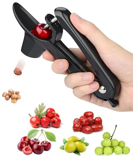 Snocciolatore per Olive e Ciliegie, Multifunzione in Acciaio Inox - Manuale per Rimozione Rapida dei Noccioli di Frutta (Nero)