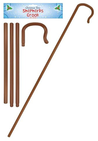 Grunge Wear 168cm Shepherd’s Crook Fancy Dress Accessory - Easy-to-Assemble 4-Piece Staff for Nativity Plays, Christmas Costumes, and Holiday Events