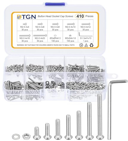 DTGN 410 Pezzi Viti A Testa Svasata Con Innesto Esagonale M2-0.4x4/6/8/10/12/16/20mm - Set Bulloni Dadi E Rondelle In Acciaio Inox 304 & Chiave - Ideali Per Biciclette Da Strada, Auto