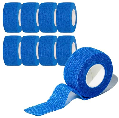 Fingerpflaster Selbsthaftend,pflaster rolle,verband selbstklebend - 10x Pflaster Rolle (2,5cm x 4,5m) - Elastisches Tape wasserfest - Staub- und Schmutzabweisend - Blau, 10Rollen