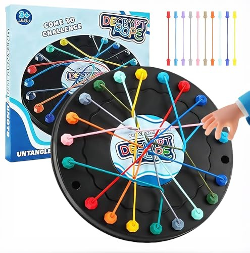 Brainy Knots Puzzle Game, Knots Brain Strategy Rope Challenge Toy, 2 to 4 Logic Strategy Board Twist for Kids and Adults, Board Puzzle Games for Family Travel Party Gathering