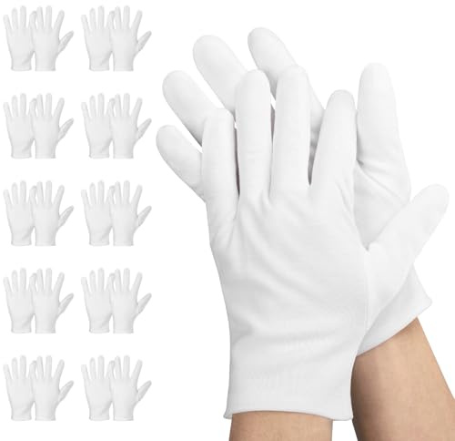 Einfa Guanti di Cotone Bianco - 10 Paia (20 Pezzi) M 23CM Cotton Gloves per Ispezione dei Gioielli - Medio Guanti da Lavoro Donna Cotone - Work Gloves per Facchini Autisti Uomo
