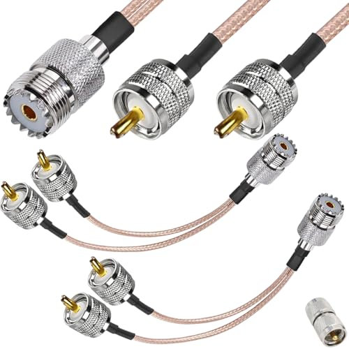 Xiatiaosann UHF Female to dual Male Splitter Cable, UHF Splitter SO239 to dual PL-259 RG316 Coaxial Cable, for HAM CB Radio Antenna Analyzer Dummy Load SWR Meter(30cm)