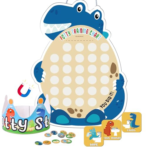 Potty Training Reward Chart for Toddler Reusable Magnetic Potty Training Sticker Chart Stickers for Kids Toilet Training Reward Chart (Dinosaur)