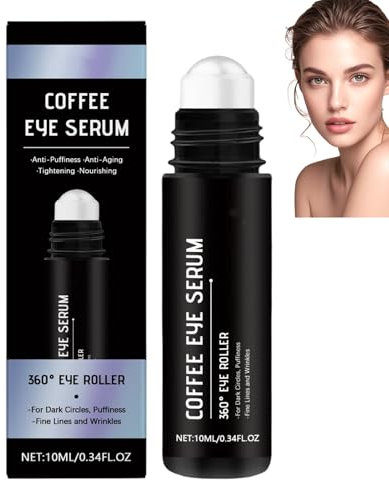 Siero per gli occhi alla caffeina, crema per gli occhi per occhiaie e borse con rullo a 360°, anti-età, leviga linee sottili e rughe, idratante, rilassante, rassodante e nutriente. (1pcs)