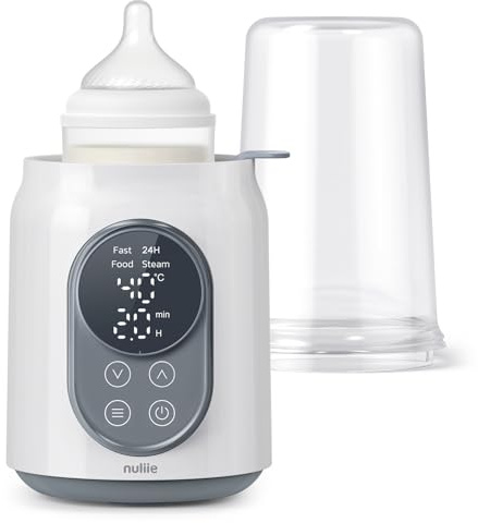 Chauffe Biberon, Nuliie Chauffe Biberon Électrique Rapide 6 en 1 pour Lait Maternel ou Formule avec Minuterie Numérique Contrôle intelligent de la Température et Arrêt Automatique, 220V