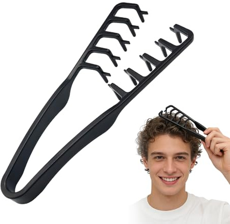 1 pezziPettine per Capelli Ricci,Pettine Quad,Capelli Ricci Accessori,Pettine Largo,Strumento Volumizzante per Radici,Districante e Manutenzione del Pile(Nero)
