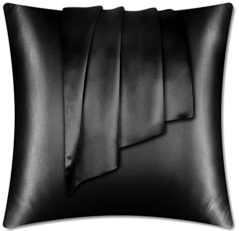LULUSILK Örngott i 100% silke – hår- och hudvård, skrynkelfritt, 1 st, 65x65 cm, svart