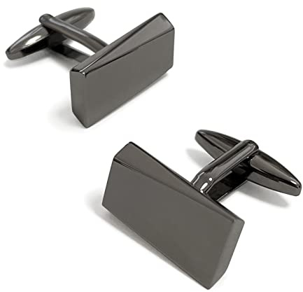 MERIT OCEAN Black Classic Cufflinks for Men Stainless Steel Wedding Business Gifts